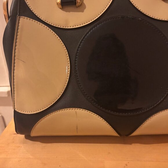 Polka Dot Patent Frame Satchel Blue & White Retro - Picture 6 of 11